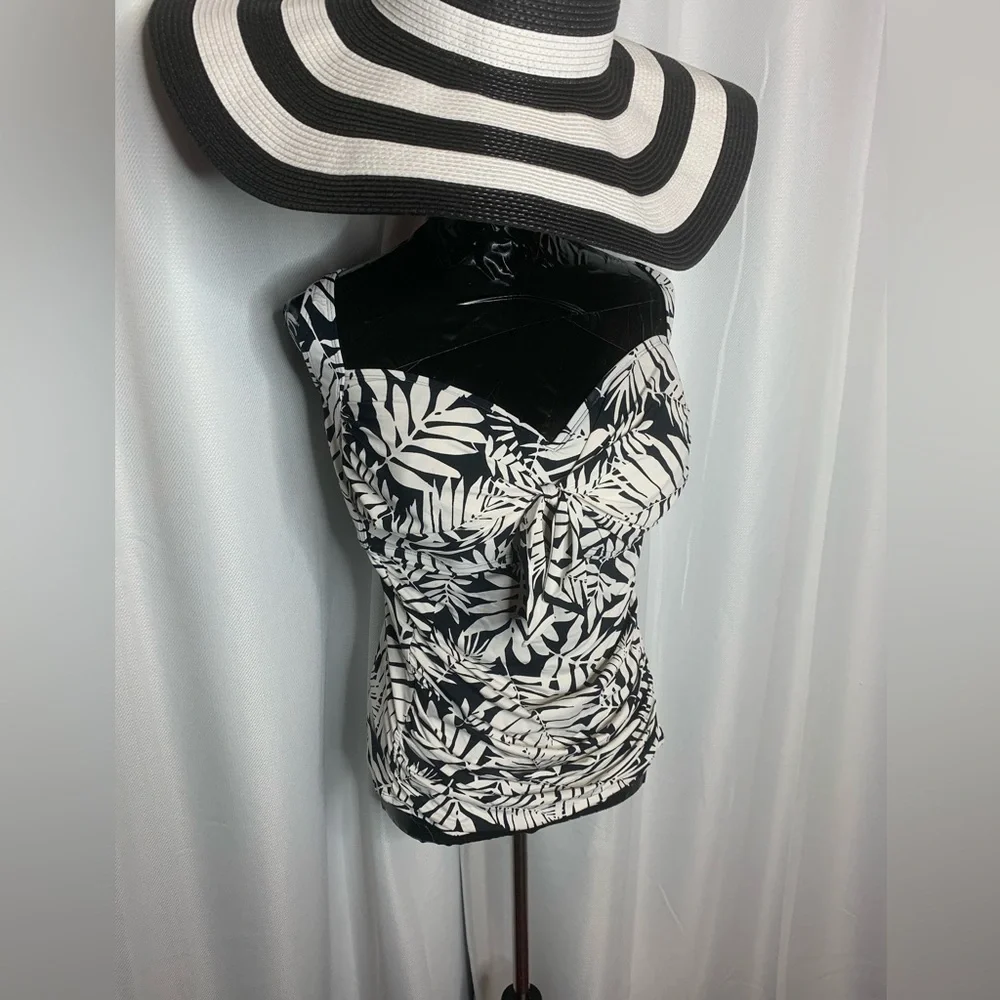 BLEU Rod Beattie Plus Size Urban Oasis Tie Front Tankini Swim Top - Picture 4 of 5